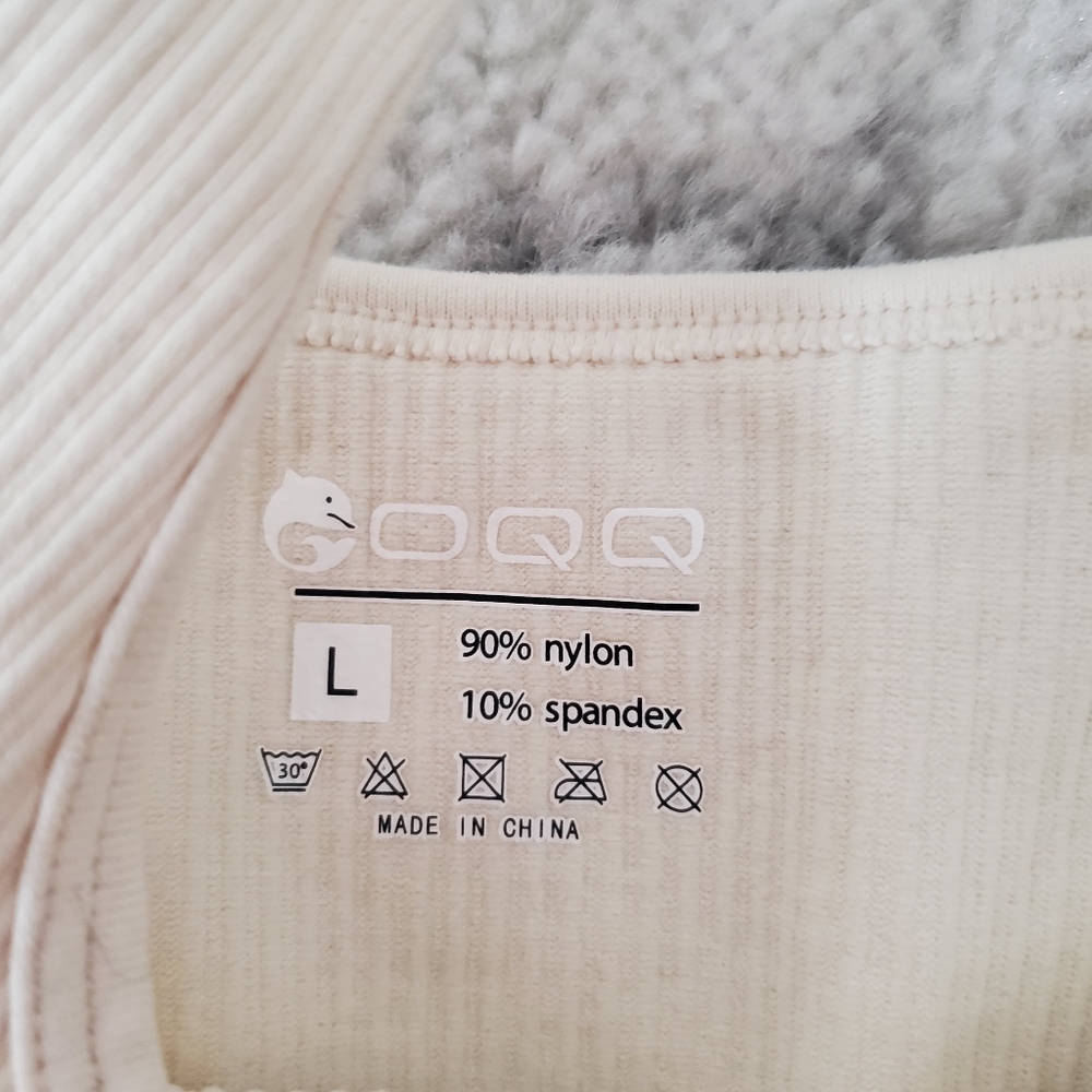 OQQ Cream Ribbed Bodysuit - Picture 4 of 6